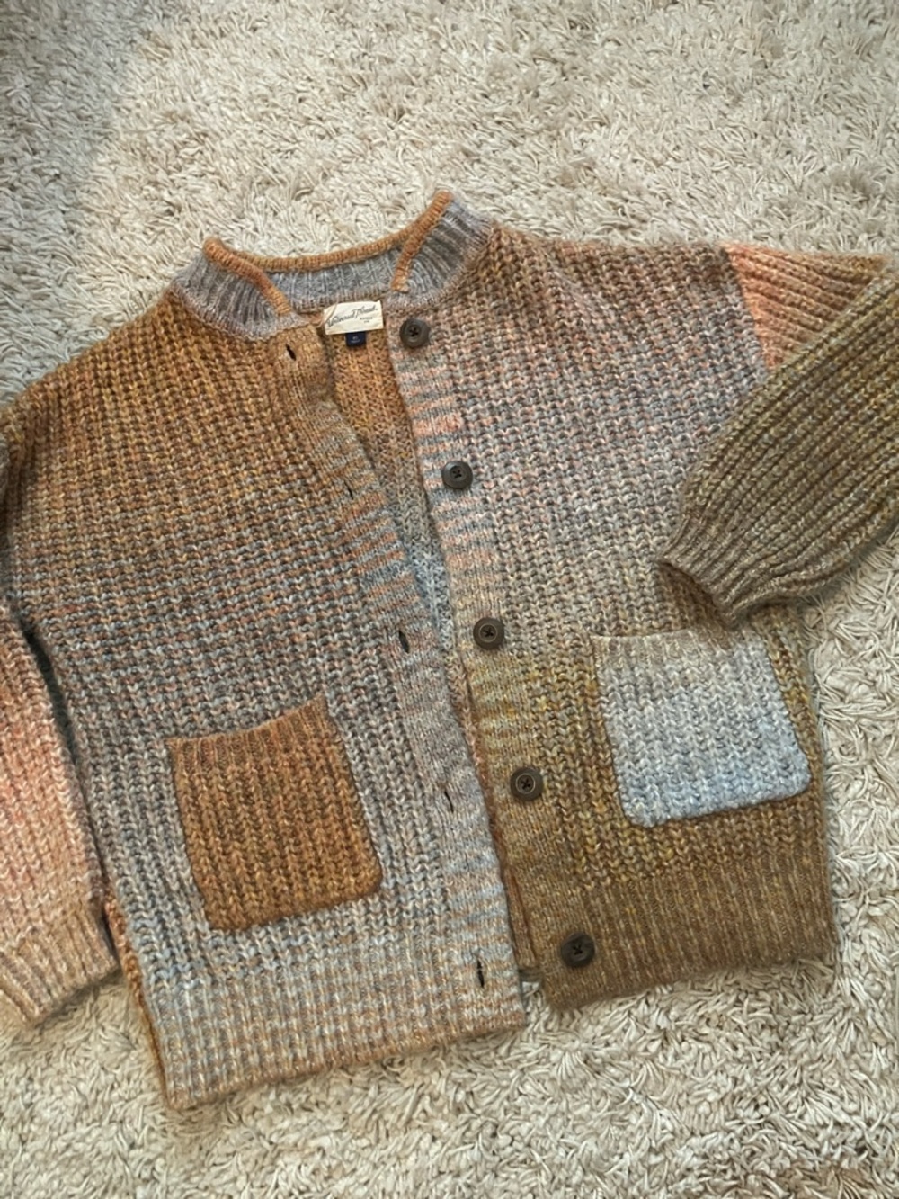 Universal Thread Multicolor Marled Knit Cardigan in Gold and Gray